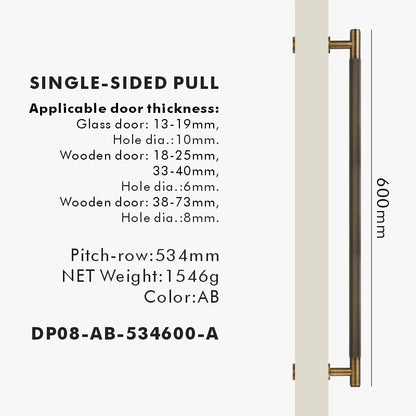 Nurlin Brass Door Double Sided Knurled Pull Bar