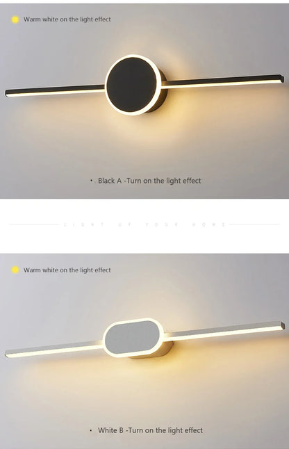Modern Luxury Bathroom Wall Lamp Black White Aluminum