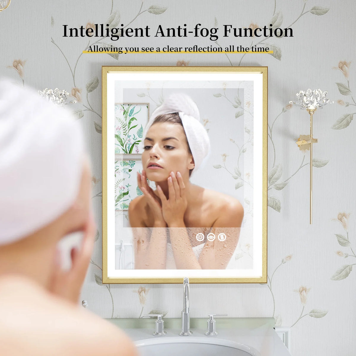 Led Bathroom Vanity Mirror Gold Frame Front Lighted