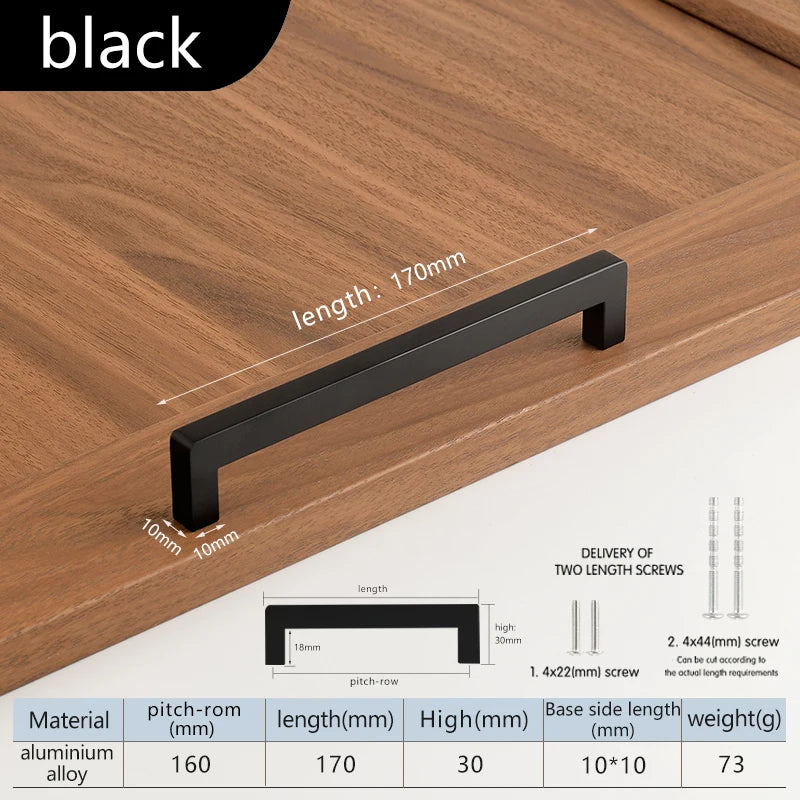 Square 500mm Extended Long Handle Wardrobe Door Handle