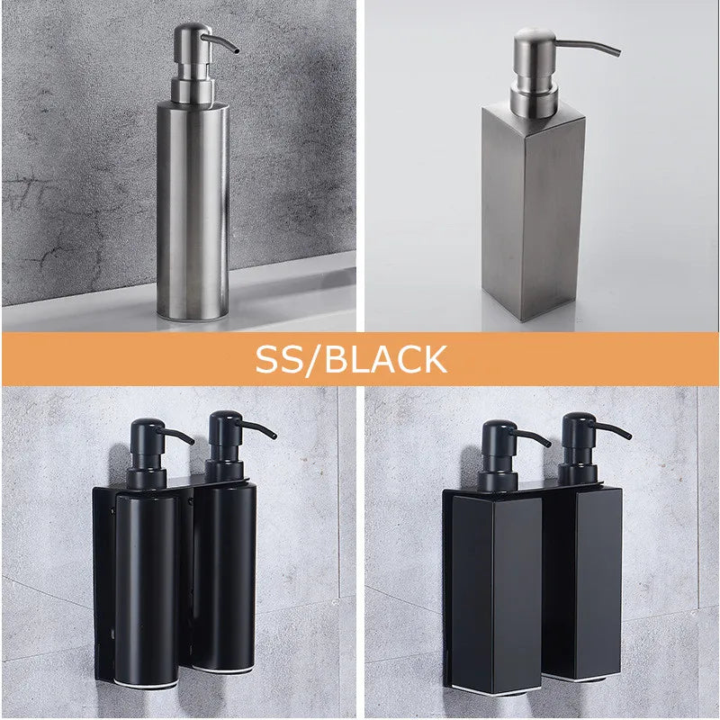 Black Liquid Soap Dispenser Shampoo Hotel Bathroom Wall
