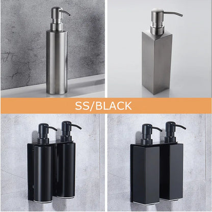 Black Liquid Soap Dispenser Shampoo Hotel Bathroom Wall