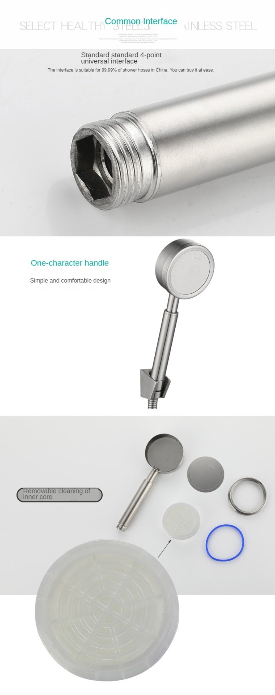 Premium High Pressure Rainfall Shower Combo Stainless Steel