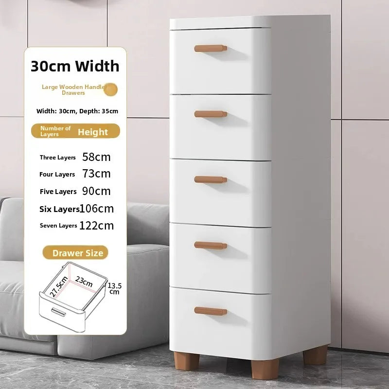 Narrow Multi-Layer Drawer Style Storage Cabinet Bathroom