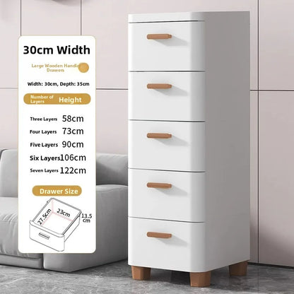 Narrow Multi-Layer Drawer Style Storage Cabinet Bathroom