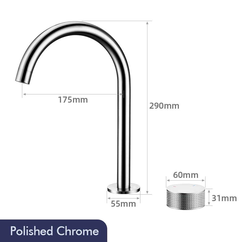 Gunmetal Basin Faucet Knurled Switch 360 Rotating Spout