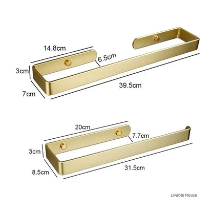 Towel Holder Bathroom Rack Bar Golden Roll Paper