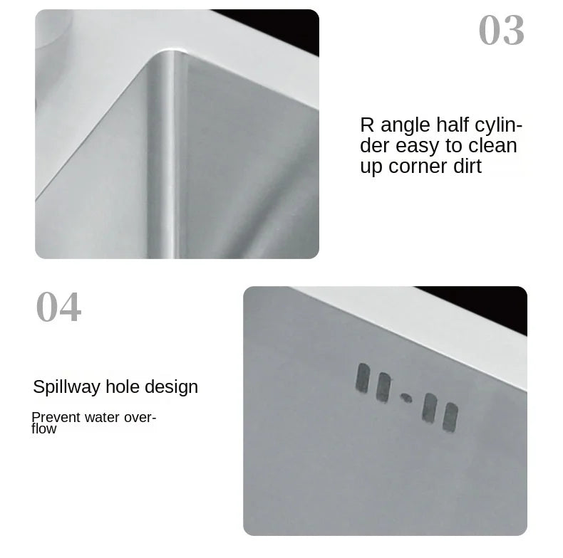 Nano 55 45 23cm Hidden Sink Groove Invisible