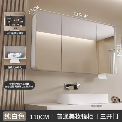 Minimalist Modern Arc-Shaped Smart Bathroom Mirror Cabinets