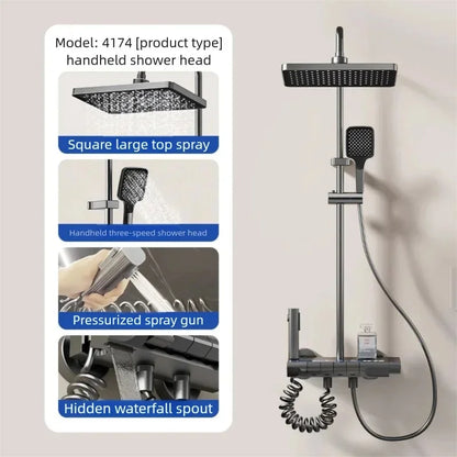 Aluminum Shower Cold Water Digital Display Pressurized Shower