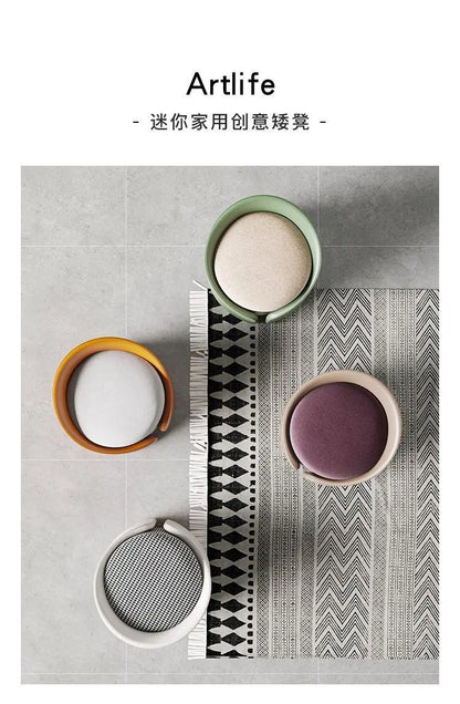 Nordic-Style Round Pouf Versatile Multipurpose Stool Vanity Shoe