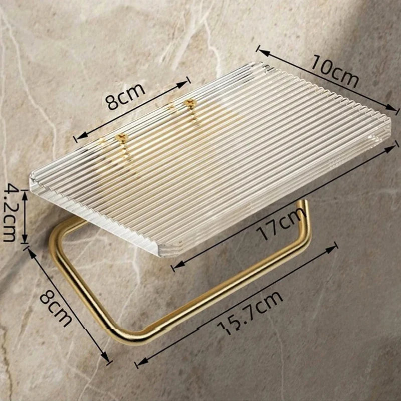 Luxury Gold Toilet Paper Holder Shelf No Punching