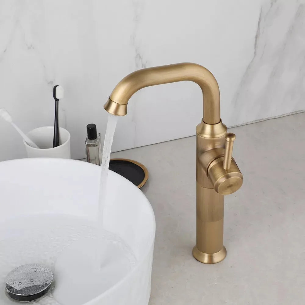 Antique Bathroom Sink Faucet Handle&Hole Mixer Deck Mounted
