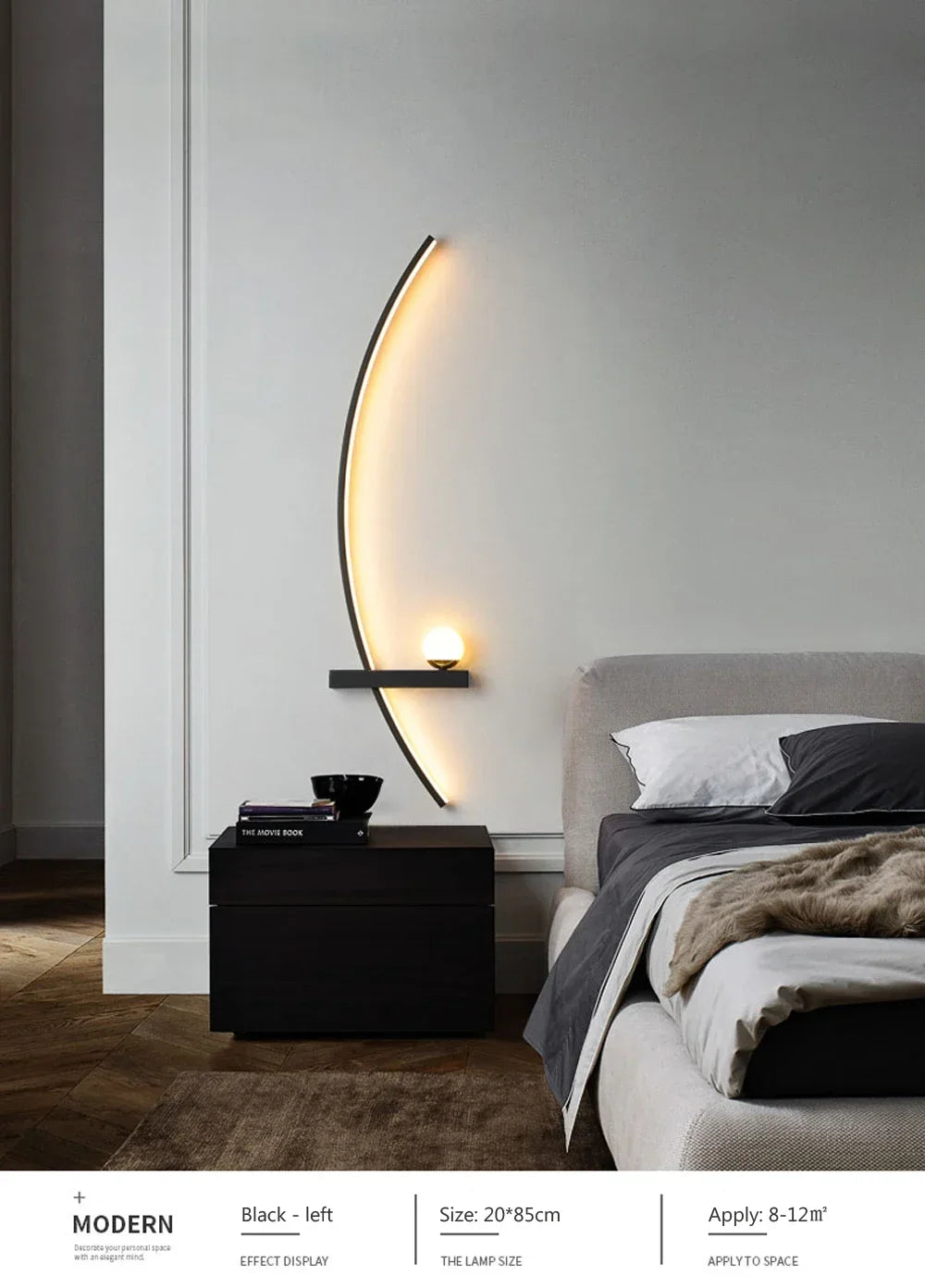 Modern Led Simple Art Bedroom Bedside Wall Lamp
