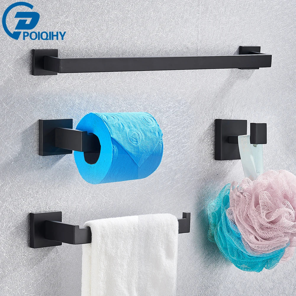 Bathroom Hardware Black Robe Hook Towel Rail Bar