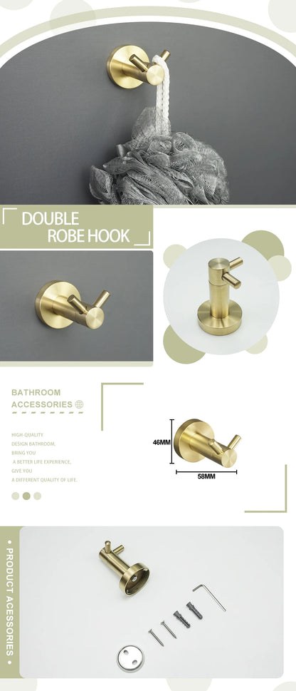 Brushed Gold Wall Mount Shelf Toilet Bath Hardware