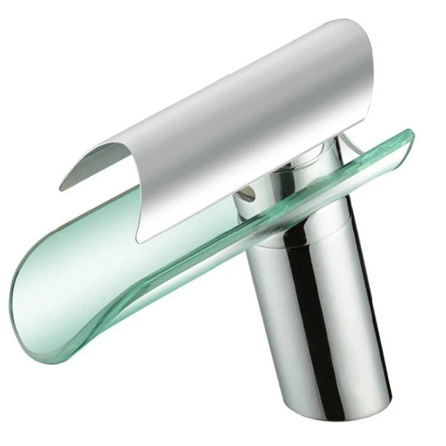Langyo Chrome Bathroom Vanity Basin Glass Waterfall Spout