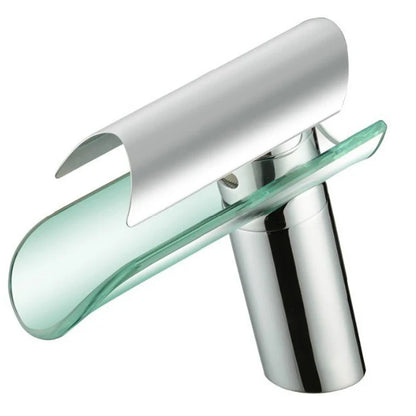 Langyo Chrome Bathroom Vanity Basin Glass Waterfall Spout