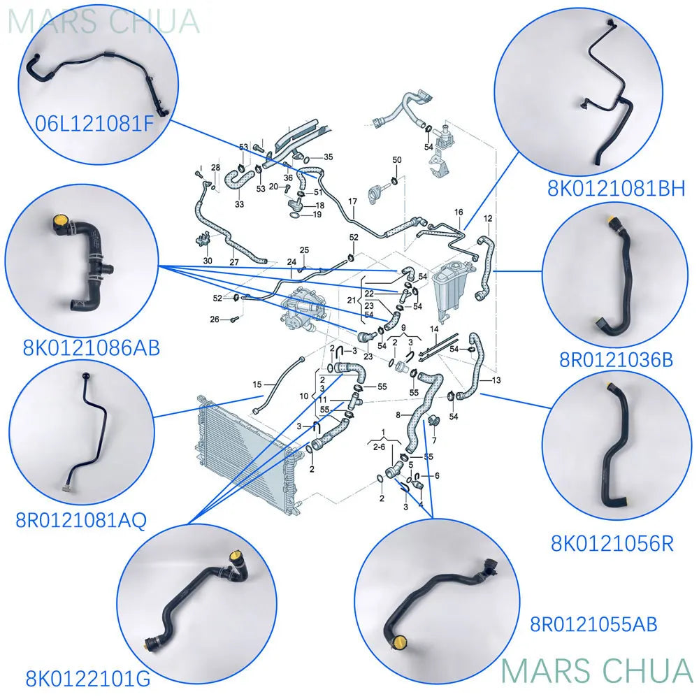 Audi Q5 Coolant Hose Water Pipe 8k0122101g 8r0121055ab