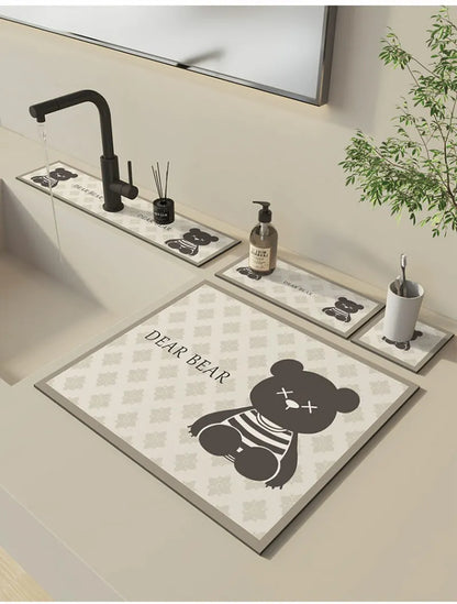 Sink Faucet Mat Drain Pad Absorbent Bathroom Splash