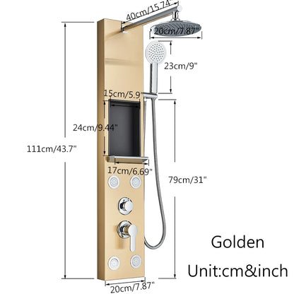 Bathroom Wall Mount Shower Panel Rainfall Shower Head/Massage