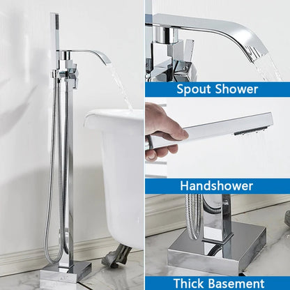 Shbshaimy Chrome Floor Bathroom Bathtub Faucet Handshower Two