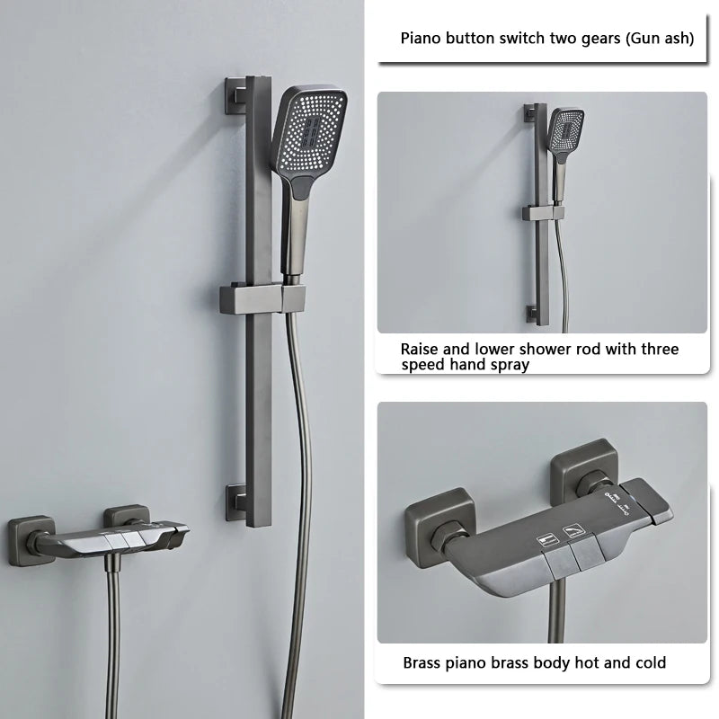 Modern Shower System Full Grey Way Piano Keys