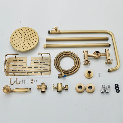 Antique Brass Shower Faucet Mixers Dual Handle Rainfall