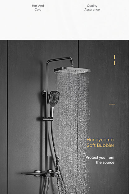 Luxury Gun Gray Brass Bathroom Shower System Digital