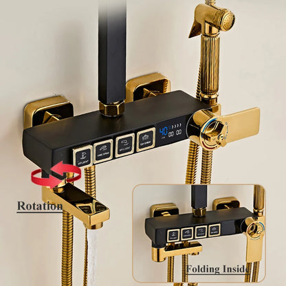 Luxury Cold Digital Bathroom Shower System Thermostatic Brass