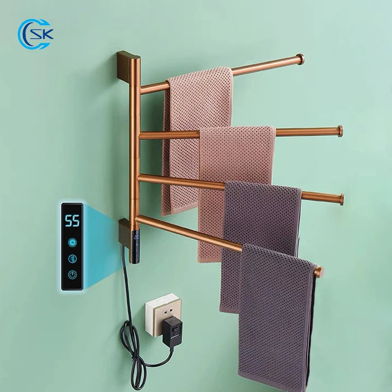 Bathroom Rose Gold Towel Warmer Touch Control Timing