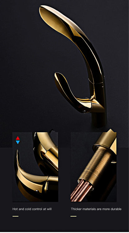 Luxury Brass Gold Touch Switch Faucet Pull-Out Design