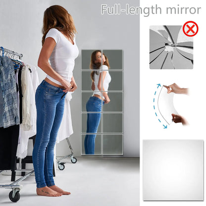 10/20/30pcs Mirror Wall Sticker Mirror Diy Square Decal