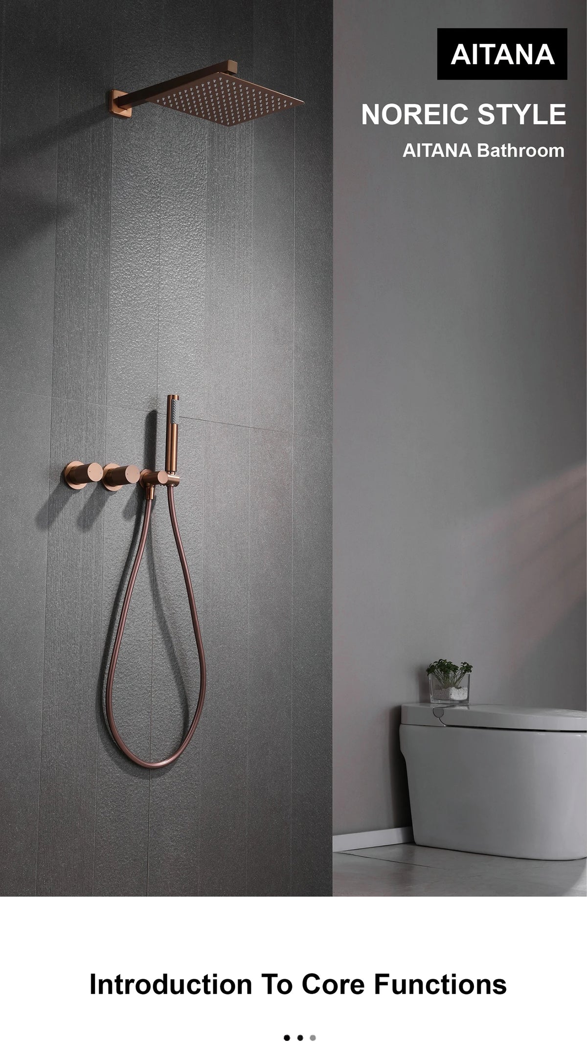 Modern Brass 2-Function Shower System Wall-Embedded Chrome Finish