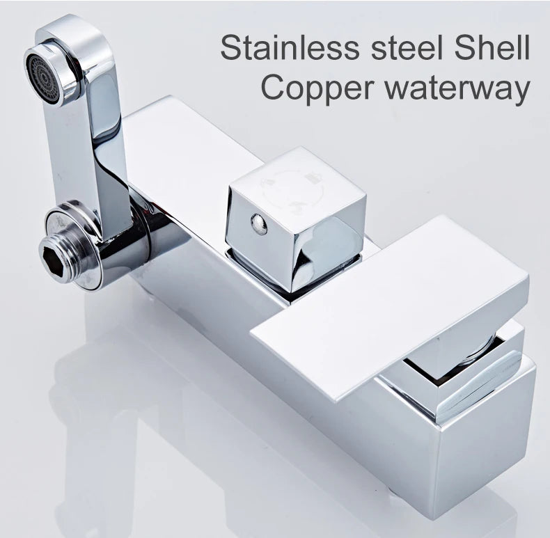 Bathroom Shower Black/Chrome Plated Circular Copper Pressure