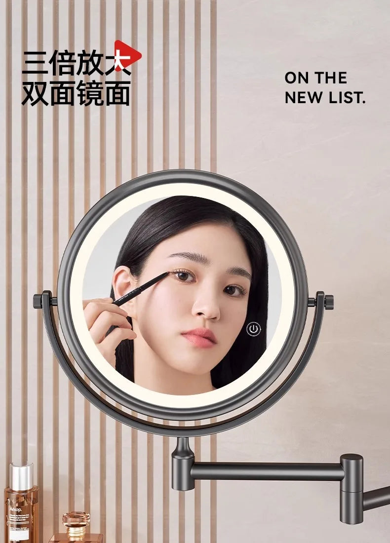 Rotatable Led Light Suction Cup Makeup Wall Mirror