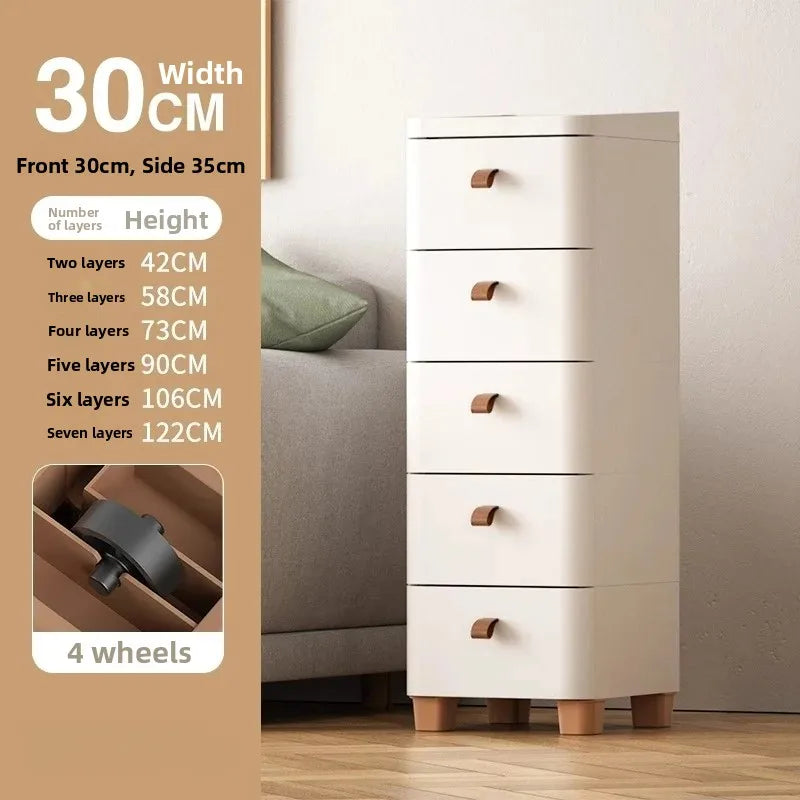 Narrow Multi-Layer Drawer Style Storage Cabinet Bathroom