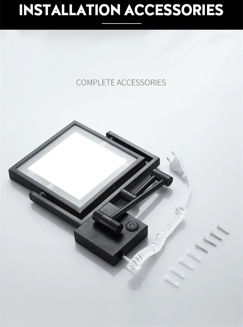 Led Bathroom Mirror 3x Magnifying Dual Arm Extendable