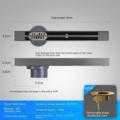 2cm Wide Floor Drain Stainless Steel Linear Narrow