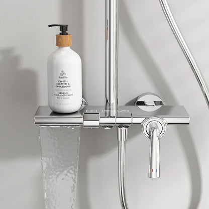 Brushed Rose Gold Bathroom Shower System Faucet 12