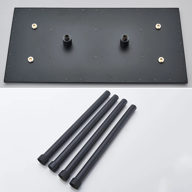 Shinesia Big Black Thermostatic Bathroom Shower Faucet Rainfall