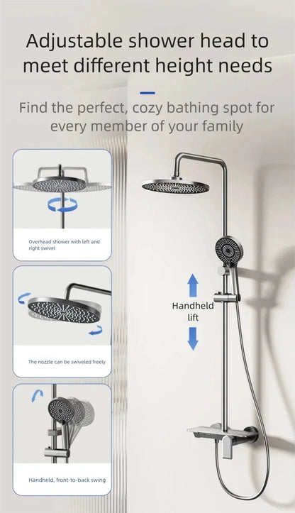 Bathroom Cold Water Boosting Shower Rainfall Pressure Piano