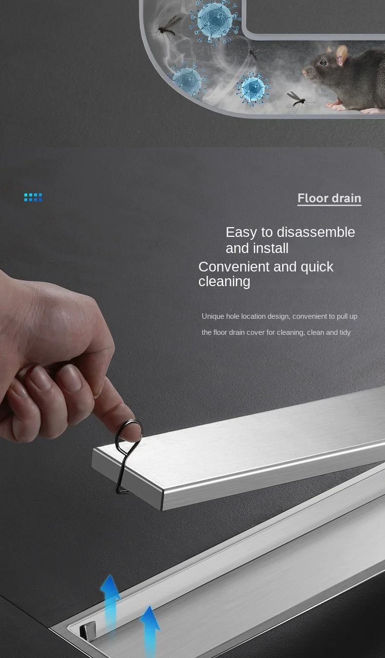 Luxury Hidden 304 Stainless Steel Rectangular Floor Drain