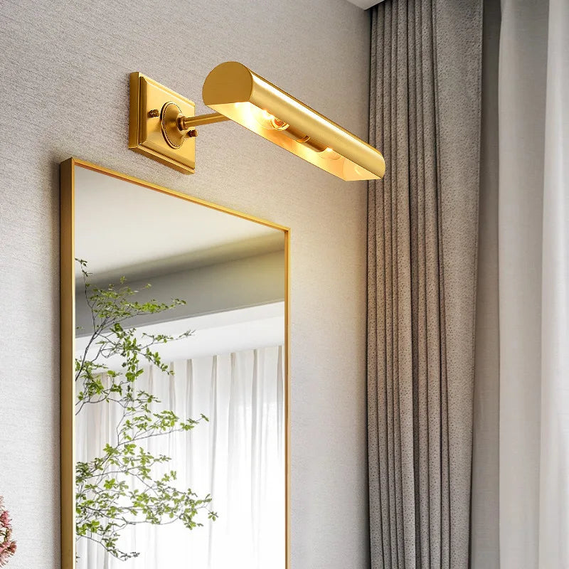Brass Mirror Front Light Retro Bathroom Vanity Wall