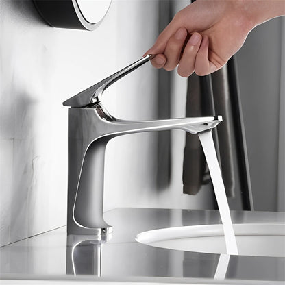 Brass Core Modern Bathroom Sink Faucet Handle Deck