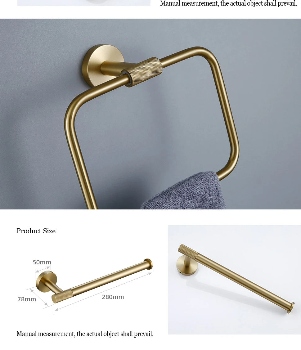 Gold Bathroom Towel Bar Bath Robe Hook Brass