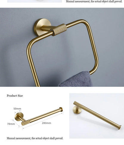 Gold Bathroom Towel Bar Bath Robe Hook Brass