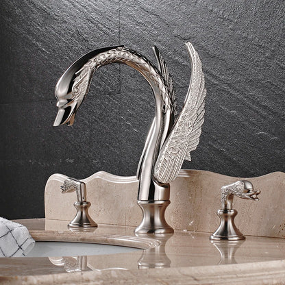 Bathroom Basin Faucet Deck Mounted Dual Handle Cold