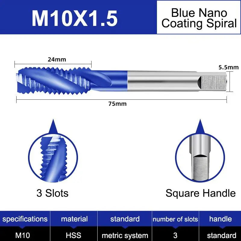 Azzkor Tip/Spiral/Straight Groove Tap M35 Cobalt Containing Blue