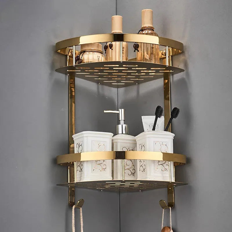 Bathroom Shelf Rose Gold Corner Shelf Shampoo Brass